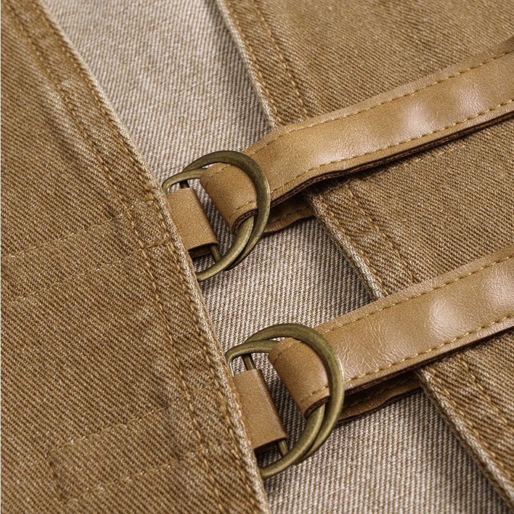 Chic Tan Vest with Buckle Accents - Picture 5 of 7